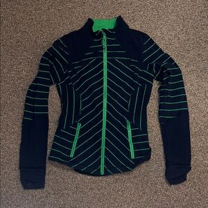 Lululemon define jacket navy blue with green stripes size 6